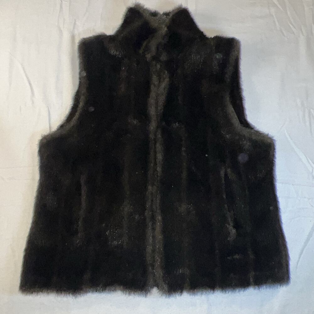 Luii Faux Mink Fur Dark Brown Vest Large